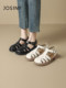 Zhuosini Baotou Roman Sandals for Women in Summer 2025 New French woven flat-bottomed pig cage white retro women's shoes

