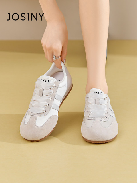 ZhuoShini 2025 new summer thin German training shoes for women candy color college style puff shoes flat white shoes for women