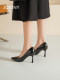 Zhuosini professional high heels women's 2025 spring new style stilettoe work shoes pointed toe civil servant black single shoes
