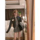 Yukiss miu fake two-piece contrasting color knitted cardigan for women spring and autumn Korean slim-fitting thin versatile fashionable top