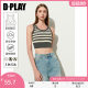 DPLAY casual gray round neck sleeveless integrated chest pad high elastic knitted vest shirt for women