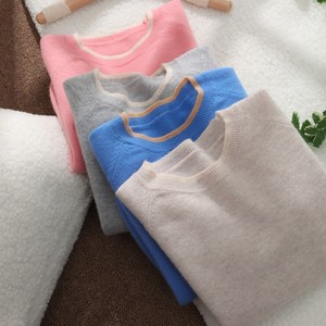 
New Autumn and Winter Wool Sweater Children's Round Neck Thin Sweater Boys Bottoming Knitted Cashmere Sweater Girls Older Children 2025