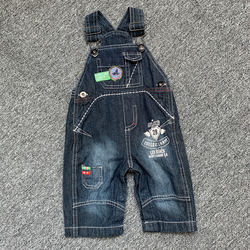 3-9 months foreign trade original baby boy baby single layer cotton denim overalls trousers can be opened crotch