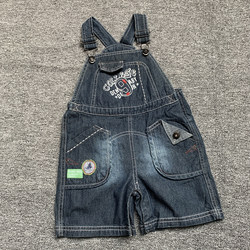 1-2 years old foreign trade original baby boy baby summer pure cotton soft denim overalls shorts jumpsuit