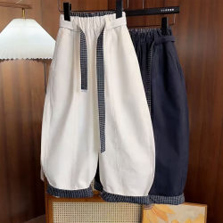 2026 Spring New Children's Wide-Leg Pants Boys' Pants Scimitar Pants Loose Versatile Pure Cotton Fashion Long Pants Children's Clothing