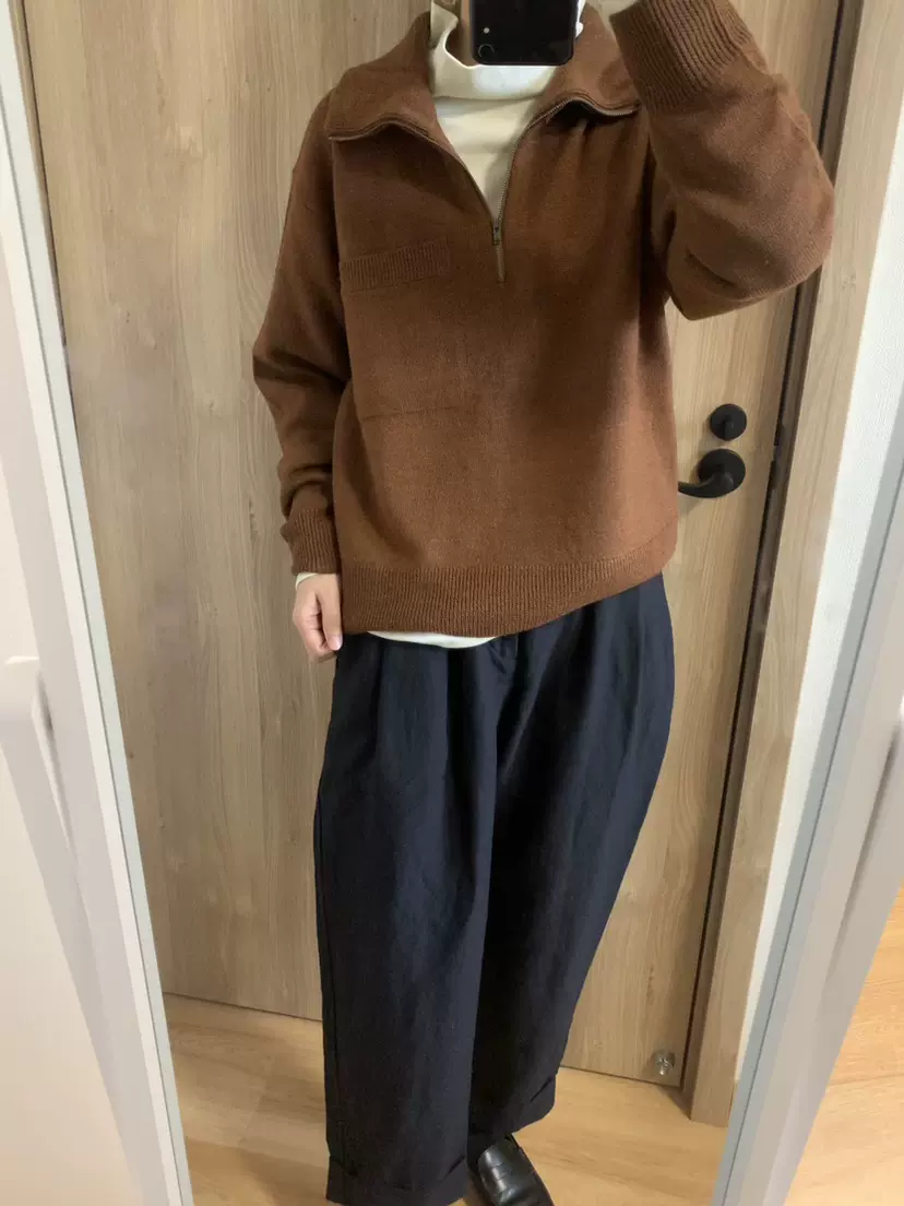 23秋冬包税日本代购MHL Dry wool linen羊毛混纺拉链款秋冬女毛衣-Taobao