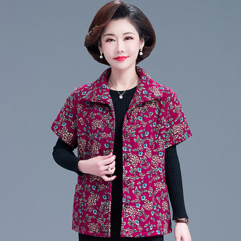 Middle-aged and elderly pure cotton vest thickened cotton vest fashionable short