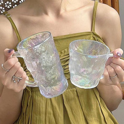 Japanese-Style Glacier Cup with Heat-Resistant Handle, Glass Cup, High Aesthetic Beer Cup, Beverage Cup, Water Cup for Home Use