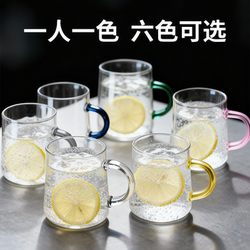 Casual High Borosilicate Heat-Resistant Glass Cup with Handle, Green Tea Cup, Microwaveable, Home Living Room Water Cup, Milk Cup
