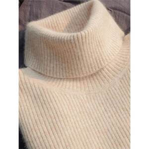 
Women's new autumn and winter turtleneck sweater with wool coat, thickened and slim-fitting, paired with a high-end black knitted bottoming shirt