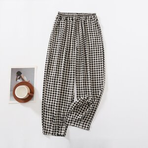 
Summer cotton silk harem pants for women, plaid loose slimming rayon casual pants, ballon pants worn outside the ankles