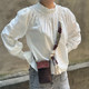 Domestic spot Petite Mendigote French turtleblap bubble sleeve wood ear ear long -sleeved top Tissam
