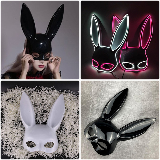 Yuehui バニーマスク - LED 発光 ハーフフェイス ウサギ マスカレード