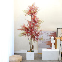 Simulated Nandina Bamboo Potted Plant, High-End Light Luxury Decorative Artificial Tree, Indoor Floor-Standing Green Plant, Internet-Famous Bionic Plant Bonsai