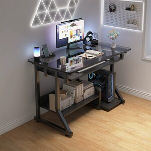 
Computer desk desktop bedroom home desk student study desk writing desk simple tempered glass e-sports desk