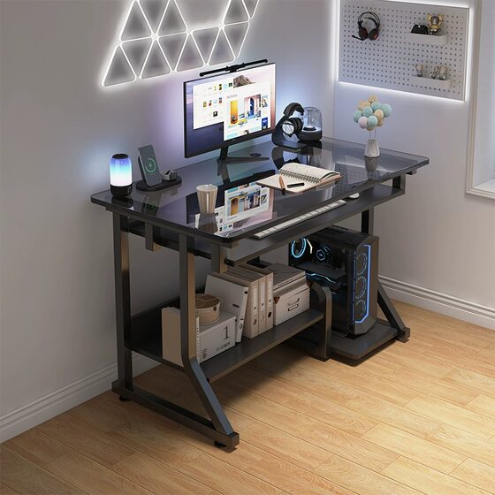 
Computer desk desktop bedroom home desk student study desk writing desk simple tempered glass e-sports desk