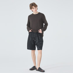 Men's imitation acetate shorts original designer elastic drawstring loose three-quarter pants men's simple casual pants