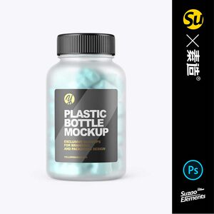 
Health food brand bottle mockup dietary nutrition supplement brand design vi tag map ps file mockup