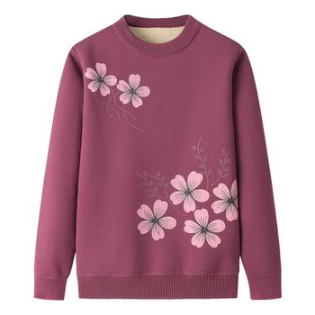 Mom in winter elderly people with velvet thick sweater jacket
