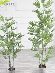 Chinese-Style Step-By-Step Growth Simulation Multi-Branched Brown Bamboo Tropical Style Artificial Potted Plant Floor-Standing Home Decoration Ornament Fake Tree