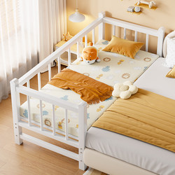 Iron Art Children's Splicing Bed, Baby Crib, Large Bed with Wide Guardrails, Baby Cot, Adult Can Sleep on It, Steel Frame Single Bed