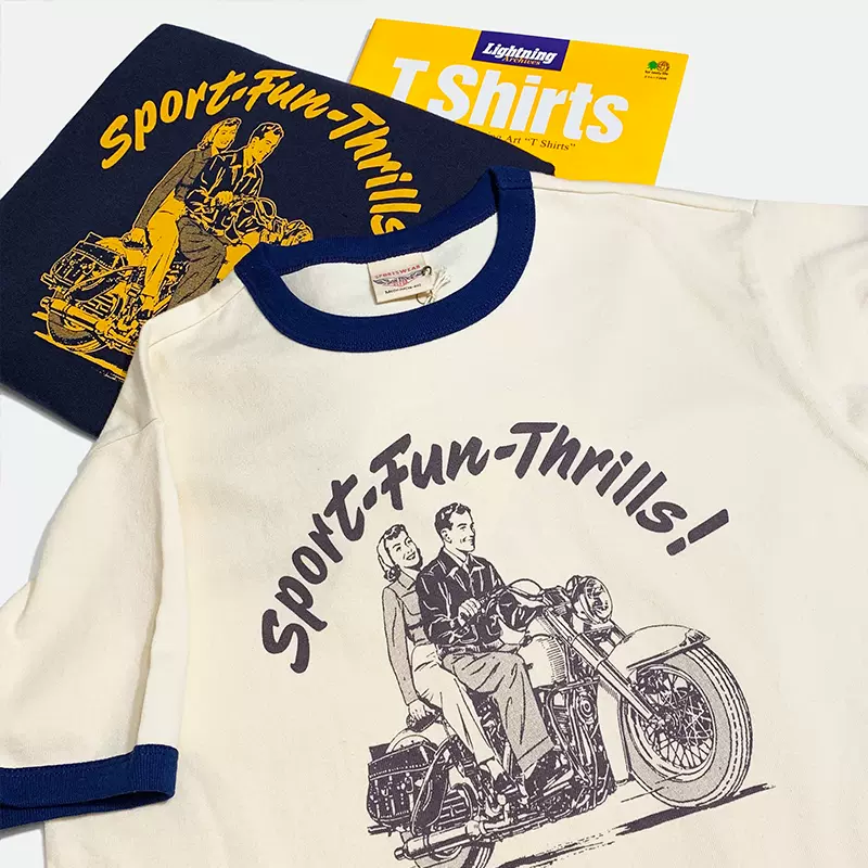 復古撞色機車T恤235克重磅男T恤60年代復古