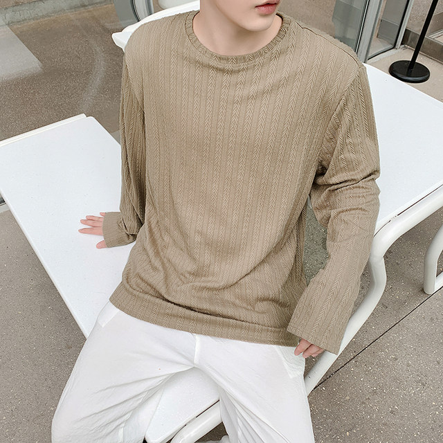 Early autumn pullover men's solid color thin knitted sweater loose ...