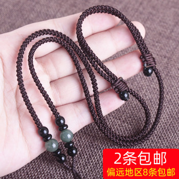 Hand-woven oil green agate jade necklace for men and women