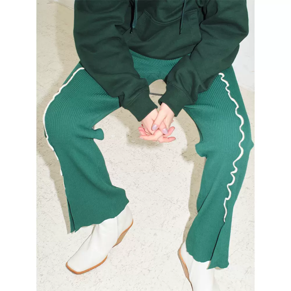 日本代购soduk 21年colored stitch slit knit trousers针织裤女-Taobao