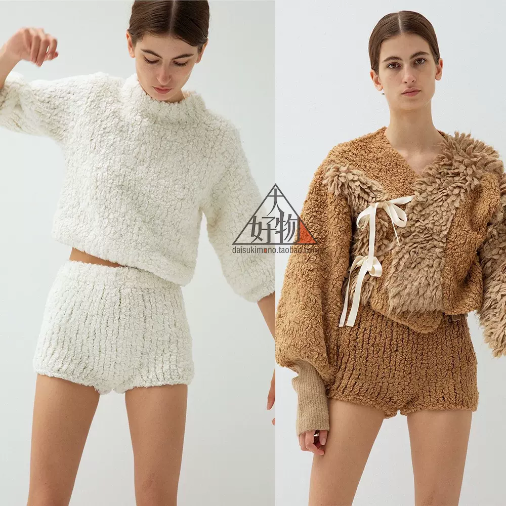 日本代购LEINWANDE Boa Hand Knitted Shorts 手工针织短裤-Taobao