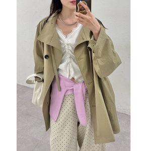 my2026 spring and summer classic and popular style stand-collar single-breasted mid-length windbreaker jacket