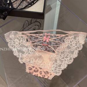 
Mesh sexy leopard print low-waisted lace briefs pure lust underwear female briefs girls crotch pure cotton pure lust style