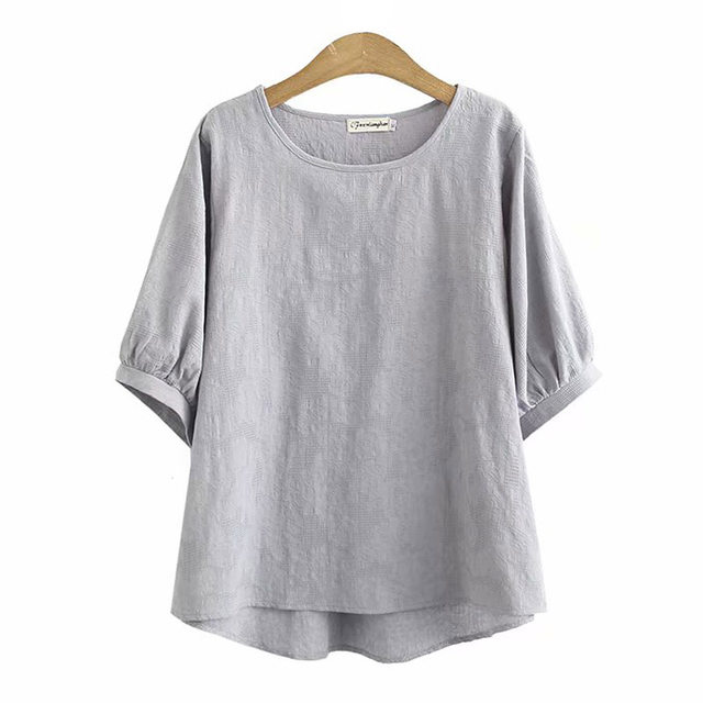 Large size loose Korean version super slim jacquard doll shirt middle-aged mother dressed top fashionable meat covering summer T-shirt t-shirt