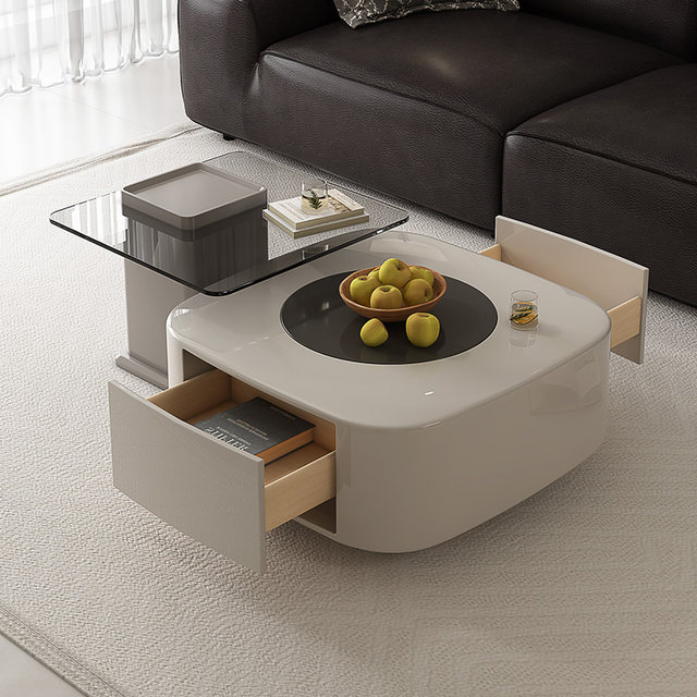 Modern simple living room and small apartment creative square coffee ...