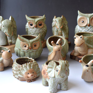 
Ceramic succulent flower pots, green plant flower pots, simple and creative stoneware pots, old pile flower pots, large flower pots, animal flower pots