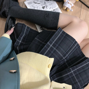 Huaqianzhu original Kirishima plaid skirt jk uniform school supply sense a-line pleated skirt black plaid versatile jk skirt