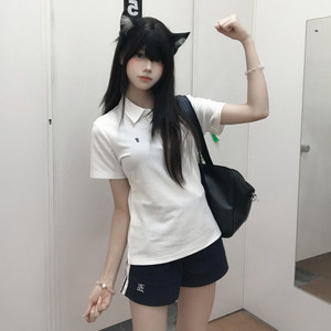 
Huaqianzhu original sports suit Japanese school supply sense sports two-piece set JK uniform breathable polo shorts