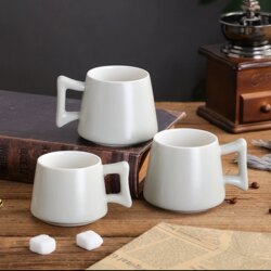 Creative and Simple Ceramic Mug, Round Water Cup with Handle, Hotel Room Tea Cup, Gift Cup, Coffee Cup, Milk Tea Cup