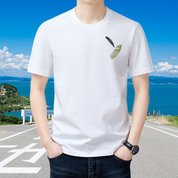 2026 New Style Pure Cotton Short-Sleeved T-Shirt for Men, Summer Round Neck Printed Pattern Casual Versatile White T-Shirt Top