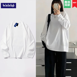 Buy One Get One Free Autumn and Winter Heavyweight Long-Sleeve T-Shirt for Men, Pure Cotton, Solid Color, White T-Shirt, Sweatshirt, Inner Layer Top for Women, Base Shirt