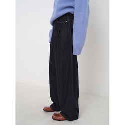 Nothingnowhere 23fw Deep Sea Drowning Star Topstitched Thin Velvet Good Proportion Comfortable Wide Leg Jeans