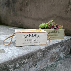 American Retro Living Room Distressed Zakka Rectangular Flower Pot Planter Succulent Plant Solid Wood Handmade Small Wooden Flower Pot