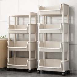 Multi-Layer Trolley Storage Rack for Living Room Snacks, Household Movable Kitchen Vegetable Basket and Fruit Rack