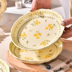 Fresh Plate, Household Dish Plate, 2025 New Model, Ceramic Tableware, Underglaze Color, High-Value Plate Set, Deep Plate, Rice Plate