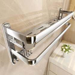 Stainless Steel Bathroom Shelf, No-Drill Toilet Wall-Mounted Storage Rack for Cosmetics