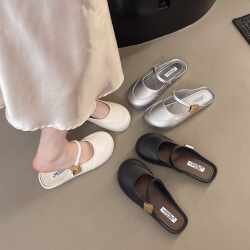 2026 New Style Soft-Soled Comfortable Outdoor Shoes for Women, Closed-Toe Slip-On Slippers, Casual Flat Sandals