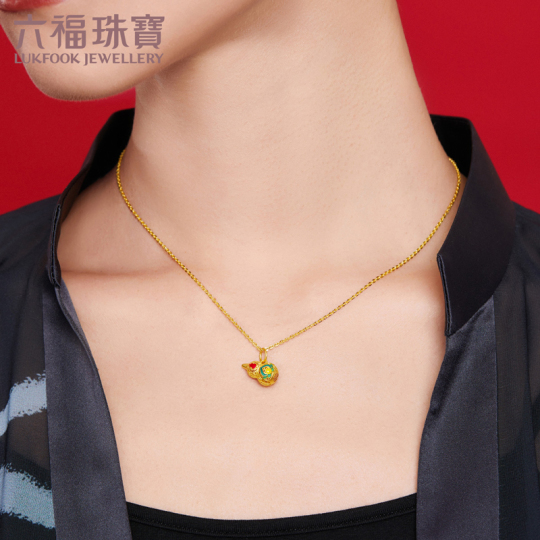 六福珠宝花丝葫芦吊坠黄金福满传家珐琅工艺挂坠计价G21TBGP0001