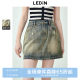 Lechang rivet denim skirt summer new waste earth Feng Shui wash denim skirt piercing holes of A -line skirt