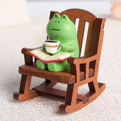 Cute Frog Healing Figurine Office Desk Mood Stabilizer Book Desktop Decoration Birthday Stress Relief Gift