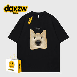 Daxzw American-Style Heavyweight Trendy Brand Fun Bread Dog Summer Crew Neck Loose Half-Sleeve Short-Sleeve T-Shirt Unisex